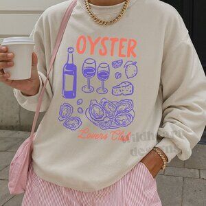 Oyster Lovers Club Sweatshirt, Italian Summer Sweatshirt, Sardine Girl - Sand